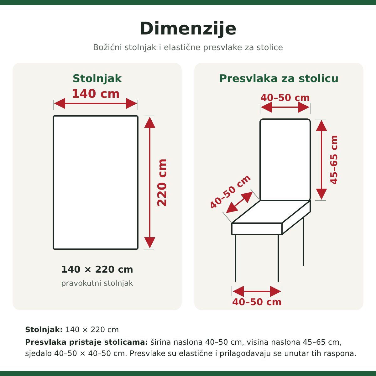 Crveni božićni stolnjak sa zvjezdicama i presvlake za stolice - Slika 2